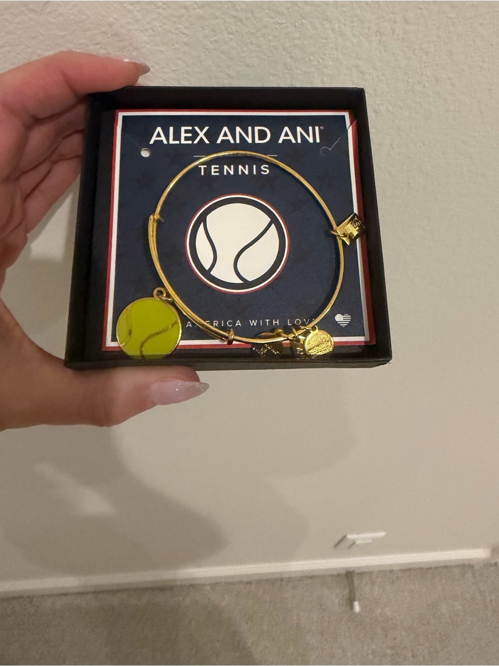 Alex and Ani Gold Tennis Bracelet with Yellow Charm